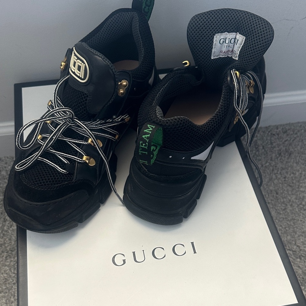 Gucci Black and Gold Athletic Shoes